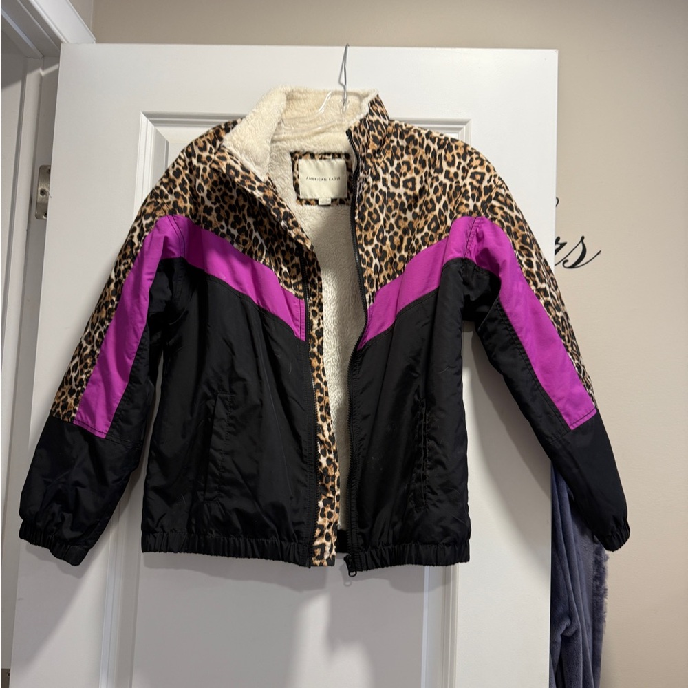 Leopard Print fleece lined jacket